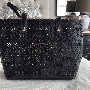Stella & Dot Black Woven Tote Bag